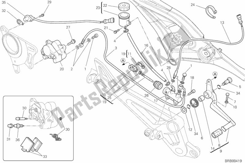 Toutes les pièces pour le Système De Freinage Arrière du Ducati Monster 796-DMT 2014